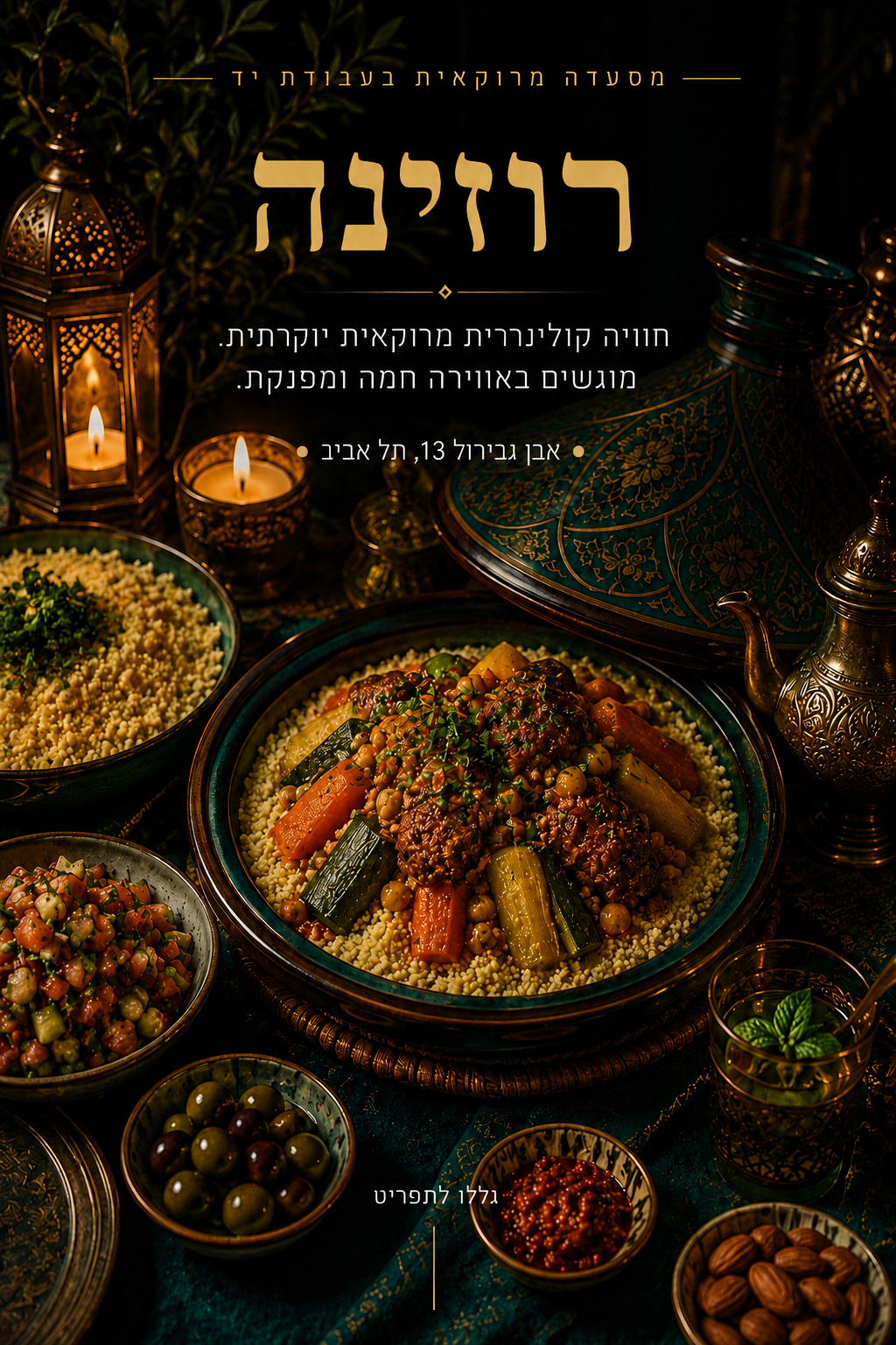 רוזינה - מסעדה מרוקאית בעבודת יד. אבן גבירול 13, תל אביב